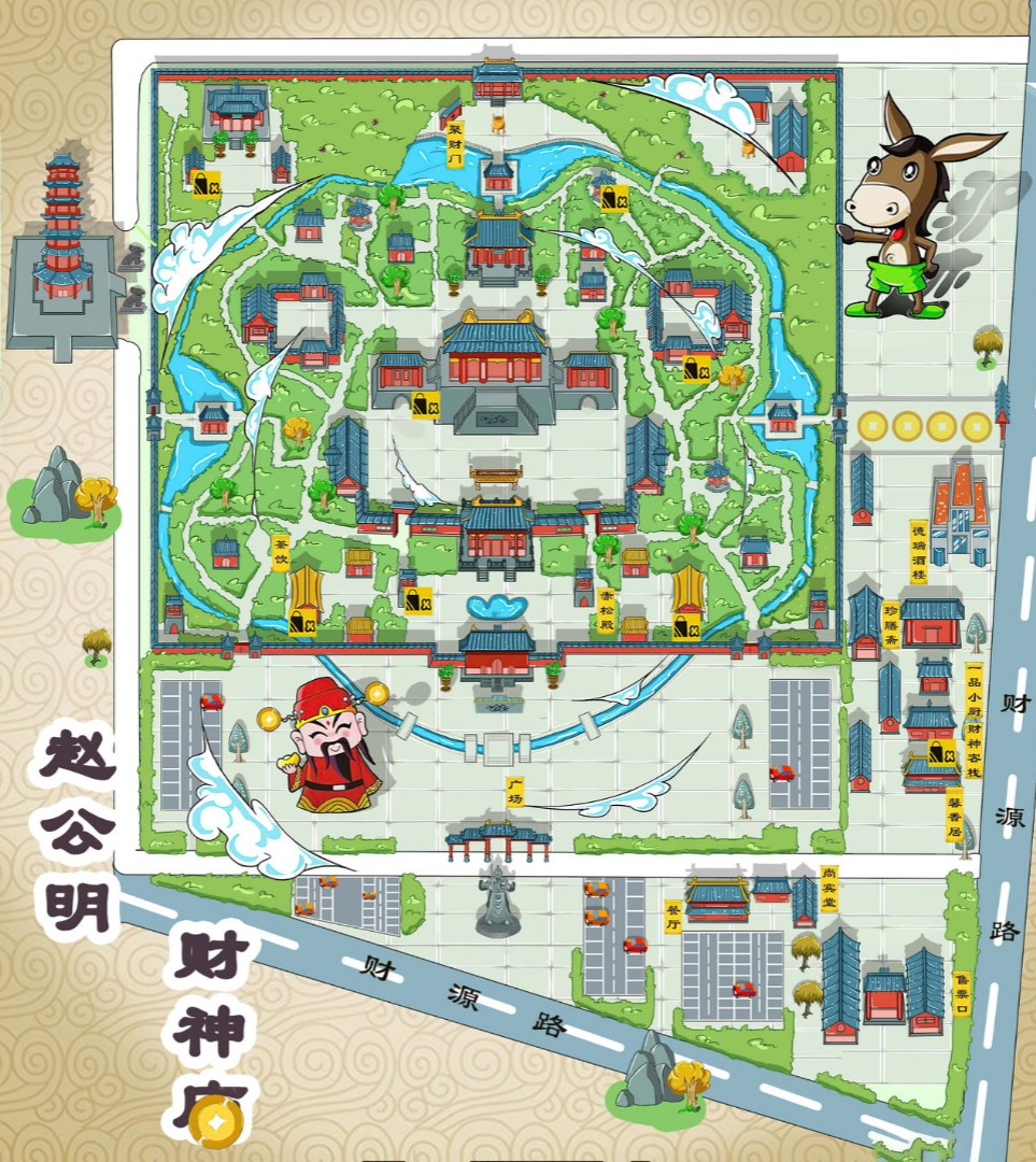 西林寺庙类手绘地图